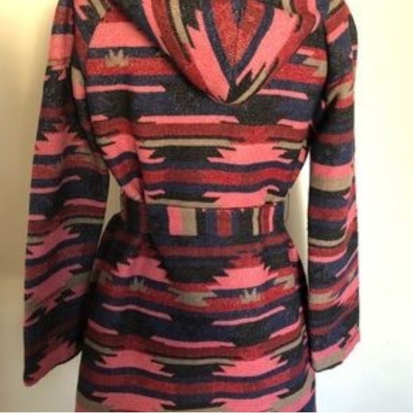Anthropologie Tabitha Leona Wrap Hooded Aztec Western Boho Rodeo Cozy Coat S - Picture 7 of 9